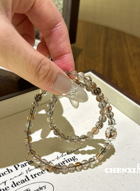 天然黑金超手链女时尚小清新简约双圈手串礼物百搭送女友BAC966