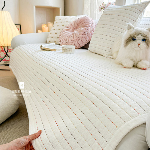 M.life 中古条纹 简约全棉沙发垫沙发套罩巾坐垫纯棉坐垫防滑垫子