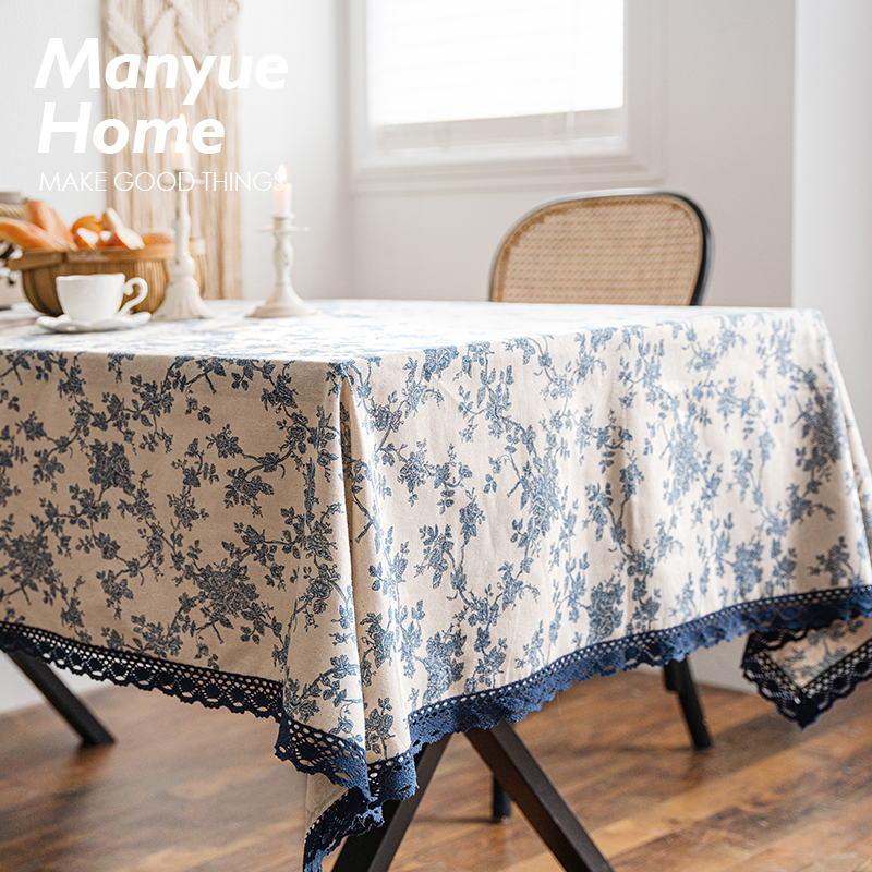 法式复古棉麻台布桌布家用