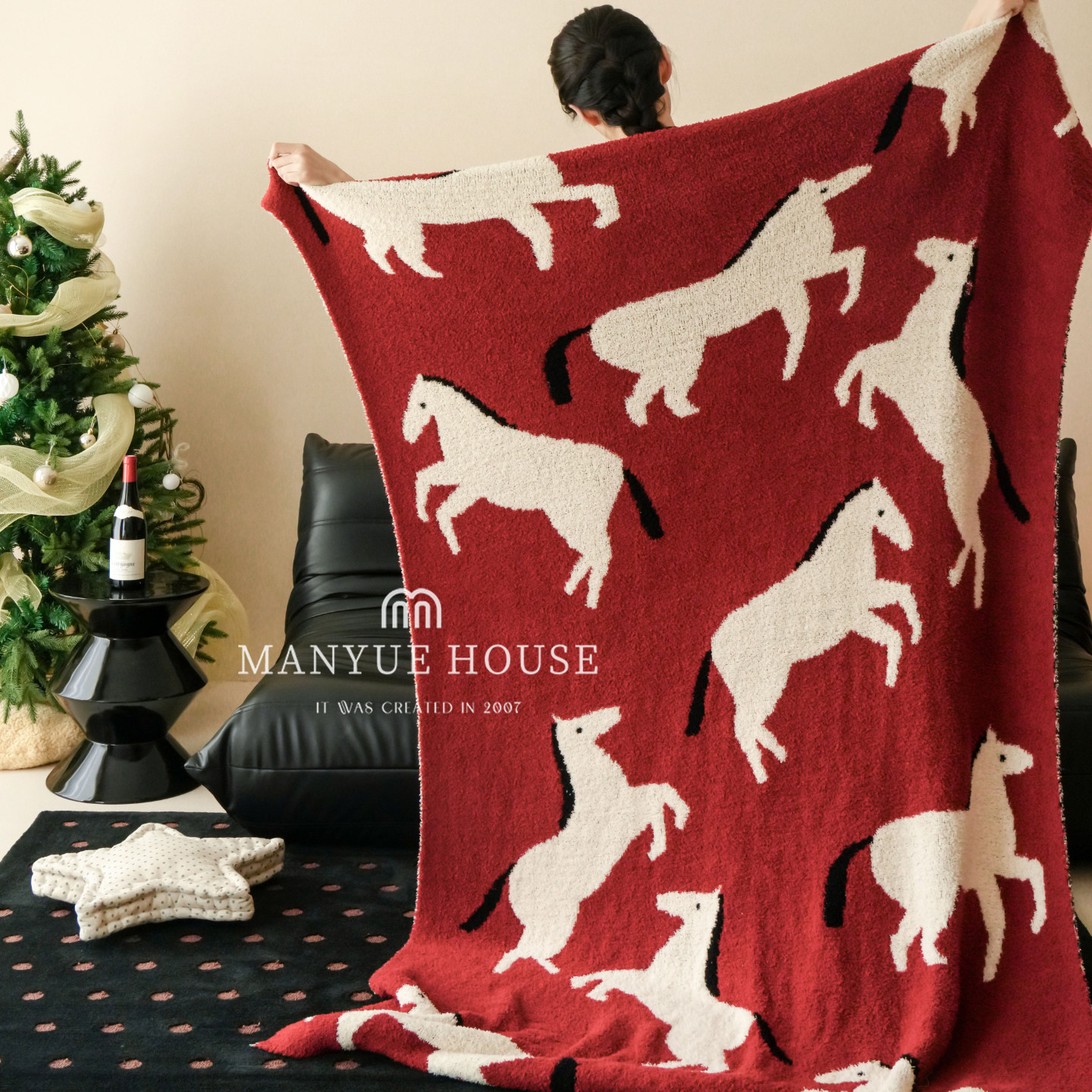 M.life 新年红色小马半边绒毛毯卧室加厚沙发午睡盖毯居家休闲毯,床上用品,休闲毯/毛毯/绒毯,淘宝优惠券,粉丝福利购,淘宝优惠卷