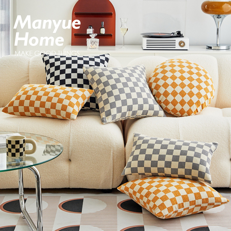 蔓越家ins沙发棋盘格抱枕靠垫