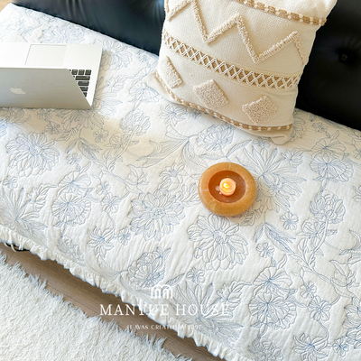 蔓越家水洗全棉绗绣沙发垫盖巾