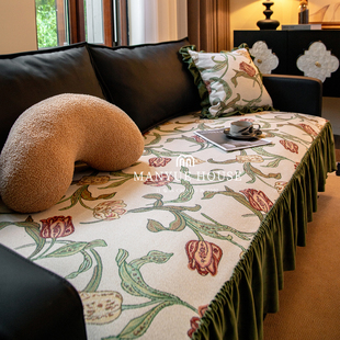 M.life 通用 中古风沙发垫高级感雪尼尔沙发套罩布巾防猫抓四季