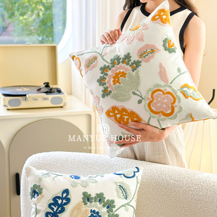 M.life 北欧ins全棉绣花沙发抱枕靠垫榻榻米枕套含芯腰枕床头靠背