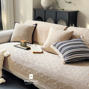 M.life中古风全棉沙发垫客厅纯棉沙发套罩巾座垫重工刺绣沙发盖布