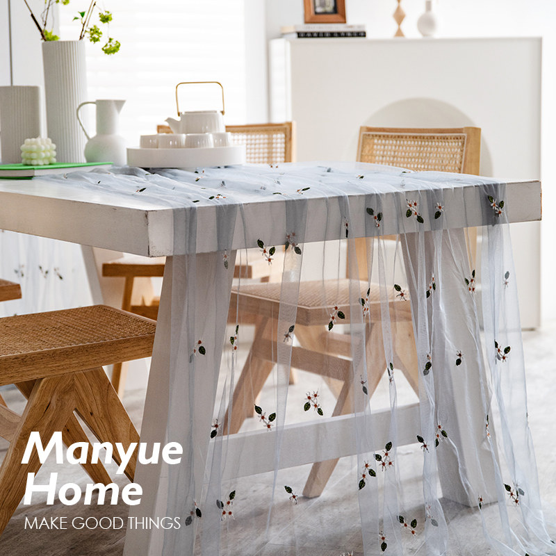 蔓越家 法式in风蕾丝镂空长餐桌布茶几垫圆桌电视柜床头台布盖布