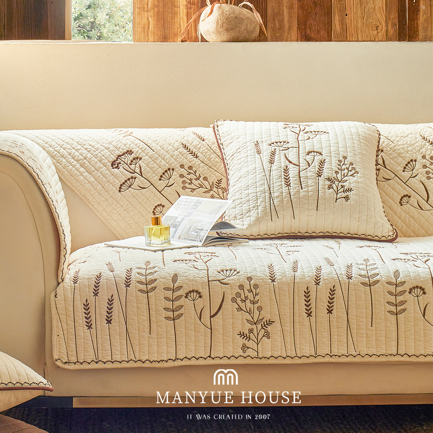 M.life 棉麻绣花纯棉沙发垫客厅沙发套罩靠背巾盖布坐垫防滑垫布,居家布艺,沙发垫,淘宝优惠券,粉丝福利购,淘宝优惠卷