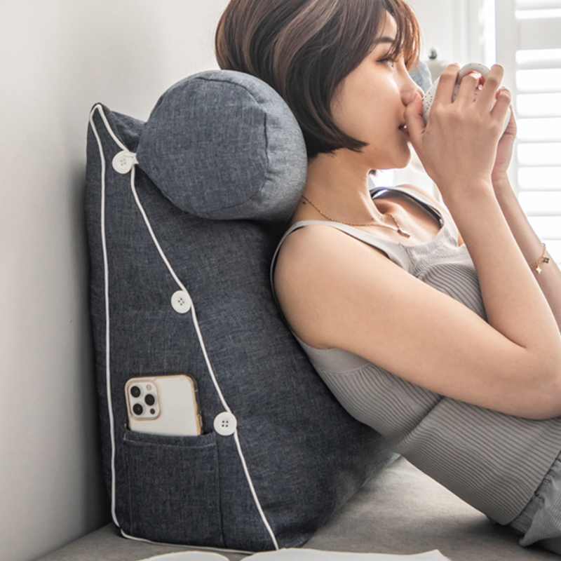 日系床头三角靠垫l亚麻可调节头枕办公室沙发腰靠枕榻榻米护腰枕