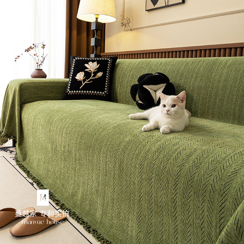 雪尼尔复古靠背巾不起球不粘毛