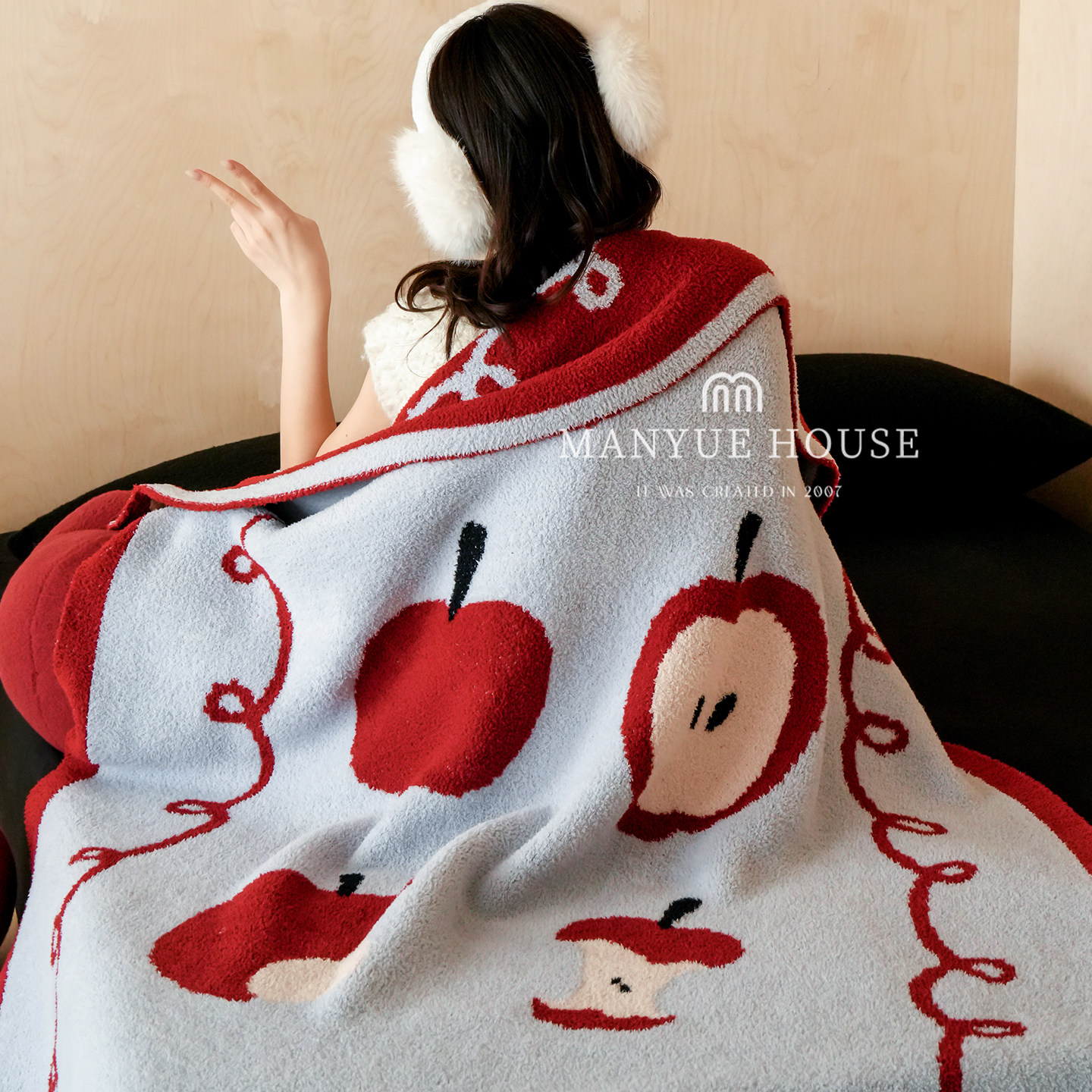 M.life 新年苹果半边绒毛毯多功能办公室午睡空调毯加厚床边盖毯,床上用品,休闲毯/毛毯/绒毯,淘宝优惠券,粉丝福利购,淘宝优惠卷