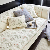 M.life 椿野 重工刺绣纯棉沙发垫座垫客厅水洗全棉沙发套罩巾坐垫