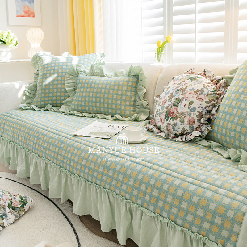 水洗双层纱法式复古通用沙发垫