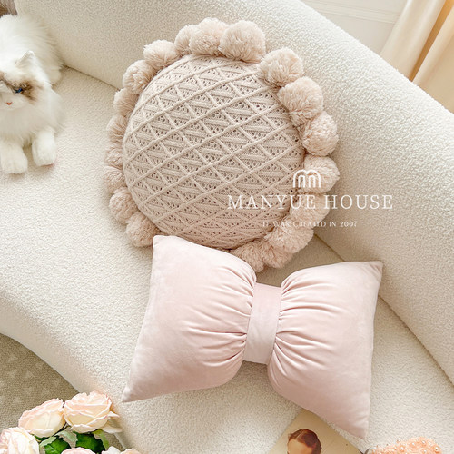 抱枕靠垫羽丝棉公主房蝴蝶结靠枕