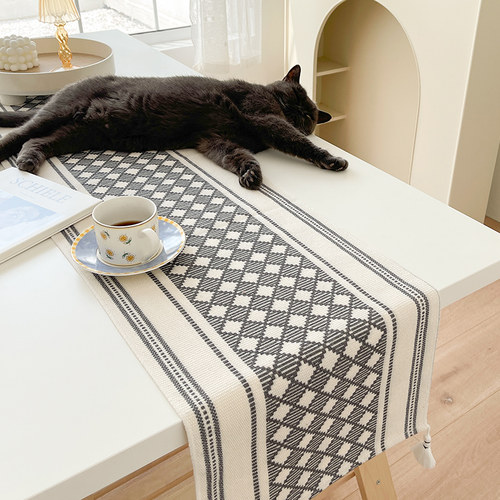 日式简约餐桌桌旗北欧现代长条