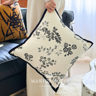 M.life 花鸟绣花抱枕靠垫客厅沙发抱枕套不含芯榻榻米靠枕 新中式