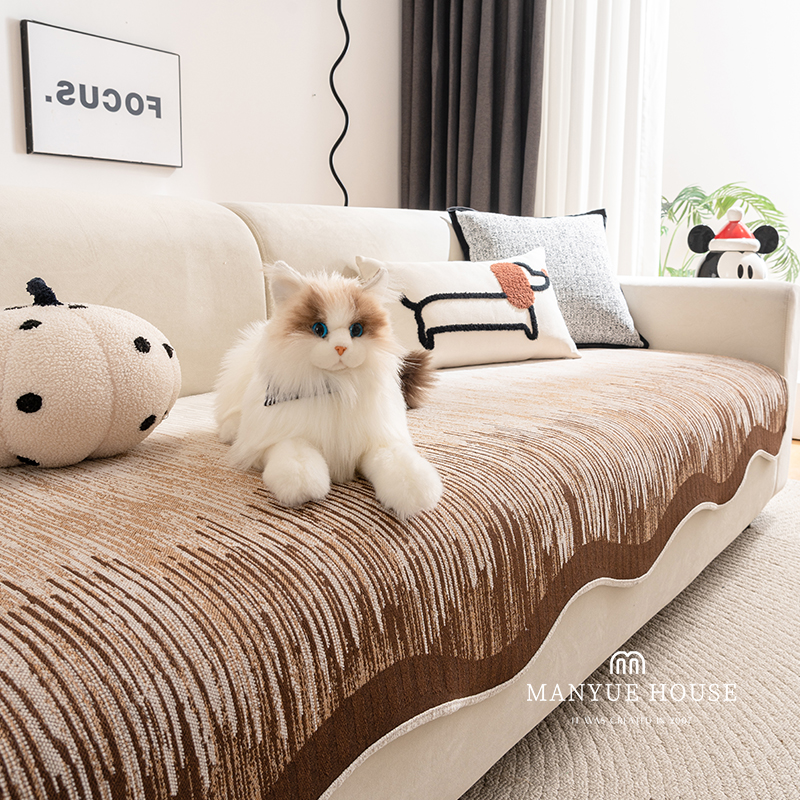 现代简约雪尼尔沙发盖巾防猫抓