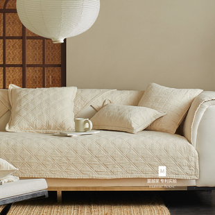 M.life 复古客厅沙发垫棉麻沙发套罩巾全棉坐垫纯棉沙发布 侘寂