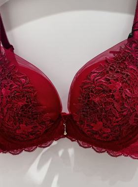华歌尔WB33H5金标复古宫廷刺绣蕾丝文胸红色本命年899