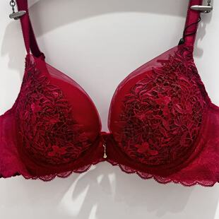 华歌尔WB33H5金标复古宫廷刺绣蕾丝文胸红色本命年899