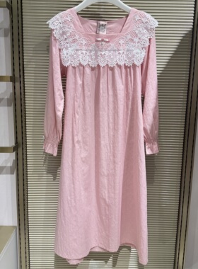 CIW4B813C1嘉德丽亚CABRIDA提花棉睡裙棉质蕾丝长袖家居睡裙2480