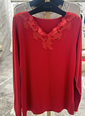 华歌尔 婚庆红色本命年 山羊绒V领中厚保暖上衣 WV62K4裤子WV82K4