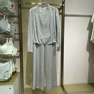 爱慕CHUANG25春夏女士真丝印花长袖短外套CA811731长裤CA812731