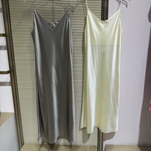 专柜正品爱慕AM427281真丝长款吊带睡裙 连衣裙女 胸前双层 1699