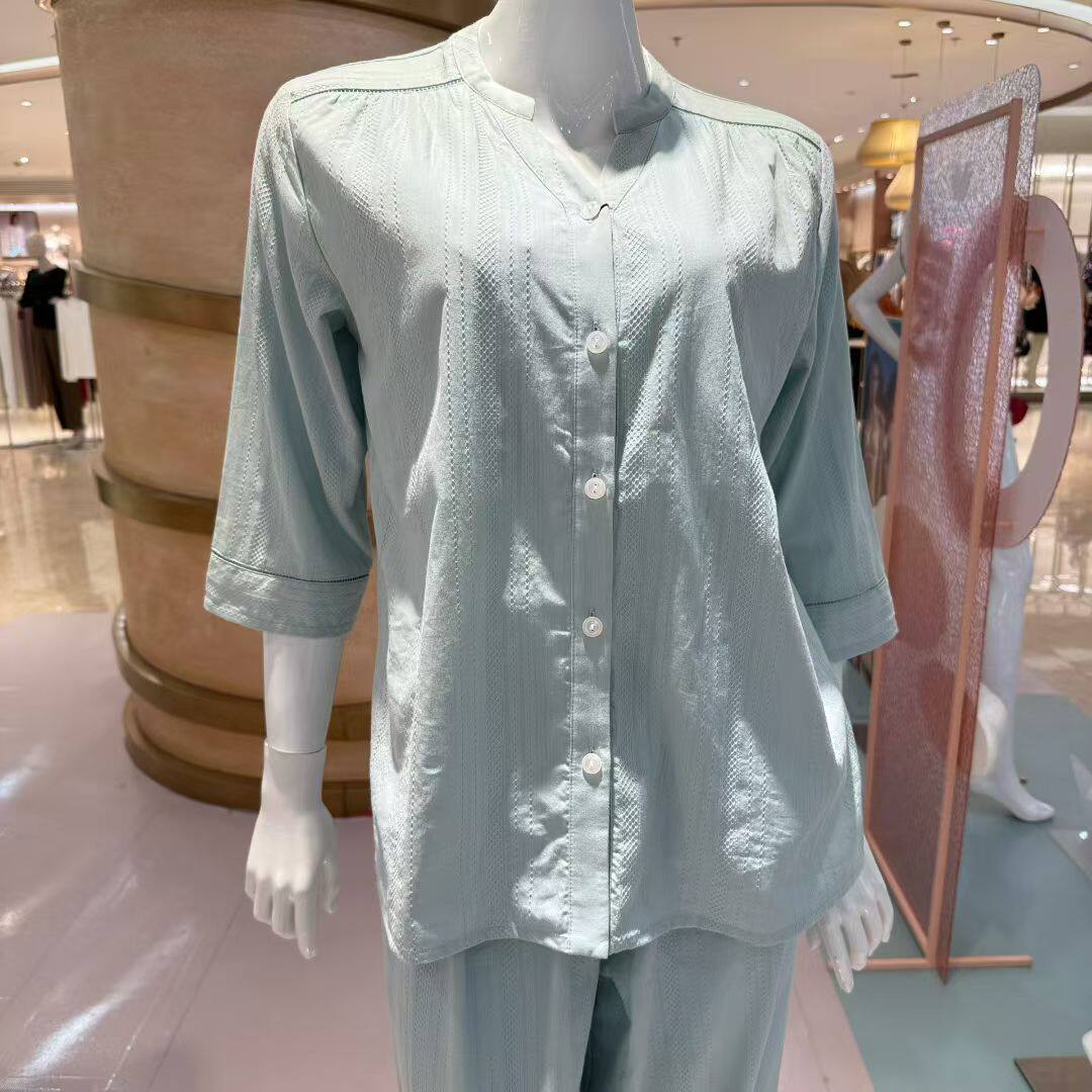 华歌尔WD20K5女式全棉七分袖长裤带胸垫舒适透气睡衣家居服999