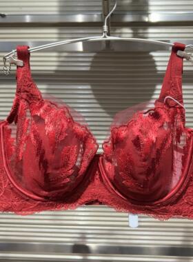 爱慕美体内衣女红色4/4软钢圈薄衬垫大胸显小隐孔杯文胸AD130511