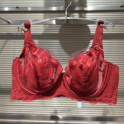 爱慕美体内衣女红色4/4软钢圈薄衬垫大胸显小隐孔杯文胸AD130511