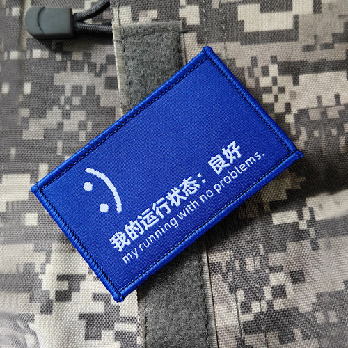 运行状态良好刺绣背包衣服布贴魔术贴章徽章补丁贴胸贴DIY语录