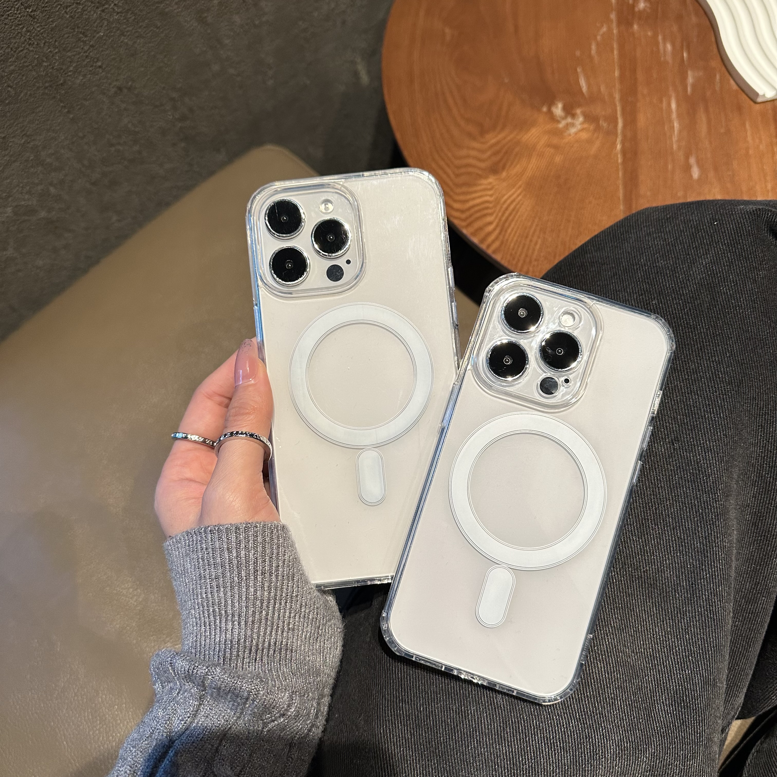 简约透明磁吸苹果15promax手机壳适用iphone14无线充13高级感12新款11全包xs/xr男15plus硅胶防摔mini保护套