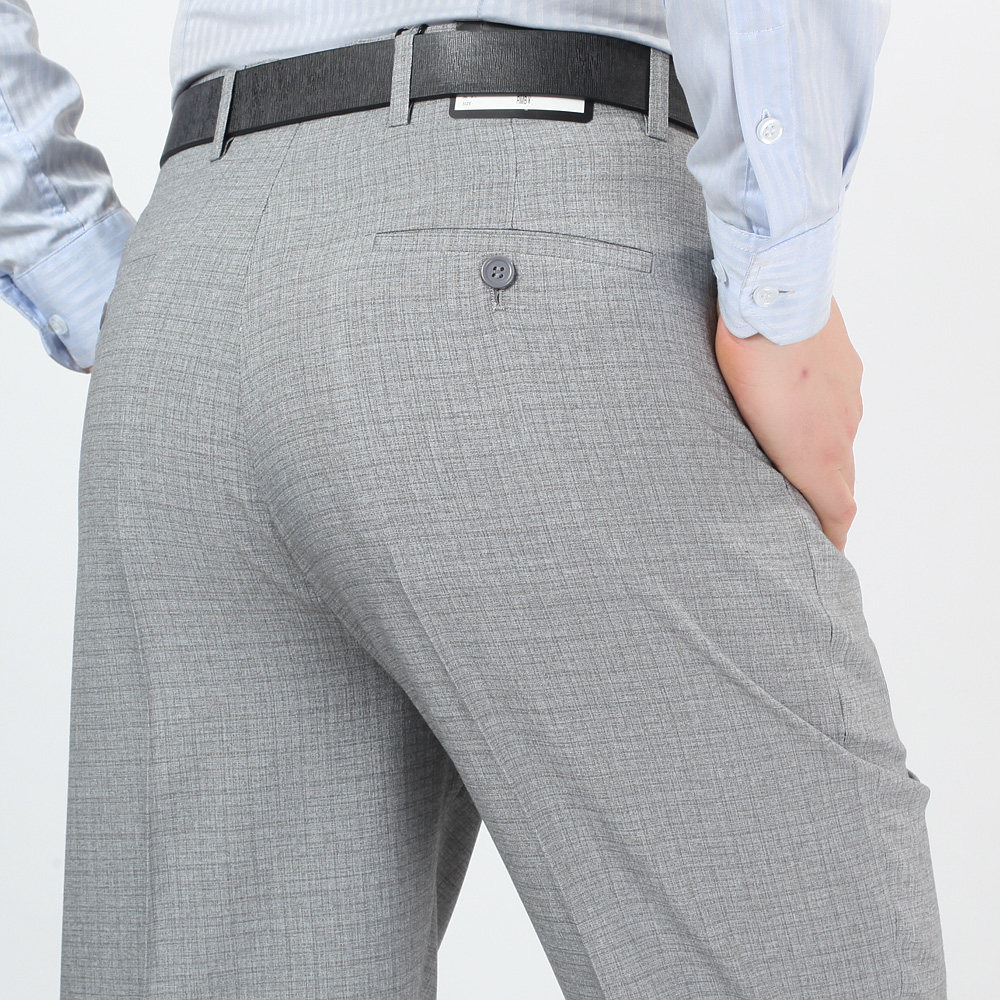 夏季薄款中年男士西裤高腰宽松双褶中老年免烫商务爸爸裤子40--50