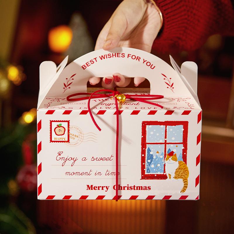 2025圣诞新款创意房屋手提包装盒礼盒曲奇饼干糖果蛋糕伴手礼物空