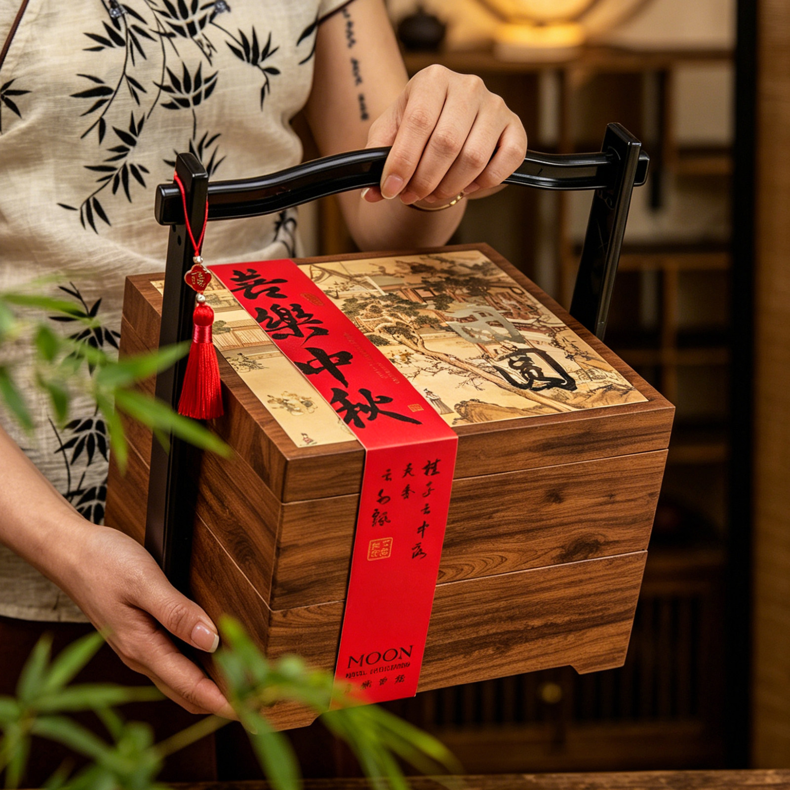 中秋新款高级感中式国风流心月饼礼盒包装盒高档烘焙定制礼品空盒