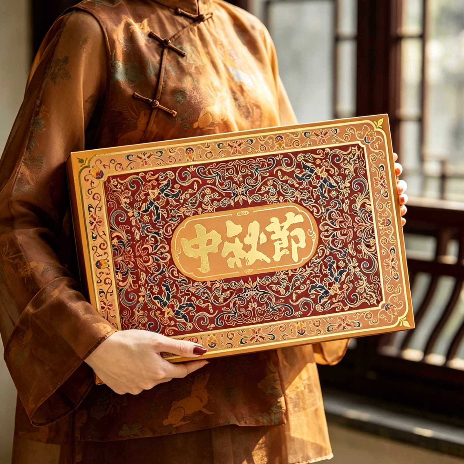 中秋高档金色中式国风月饼礼盒包装盒高端月饼盒礼品盒空盒定制