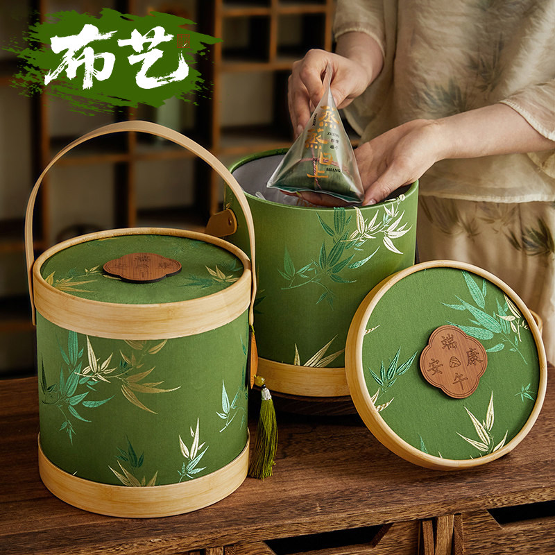 端午礼盒空盒粽子礼品盒新款高端圆桶咸鸭蛋抱抱桶包装竹篮定制