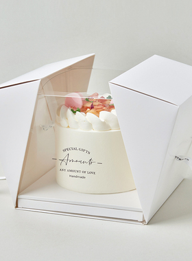 手提4/6/8寸透明慕斯生日双千层蛋糕盒包装盒纸盒高级感高端定制