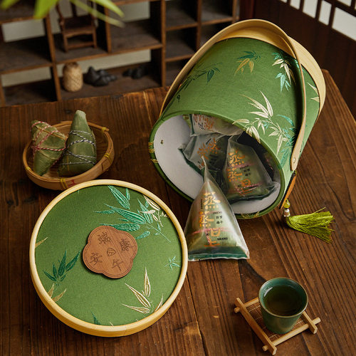 2025新款端午节礼盒粽子包装盒高端咸鸭蛋手提竹篮送人礼品盒空