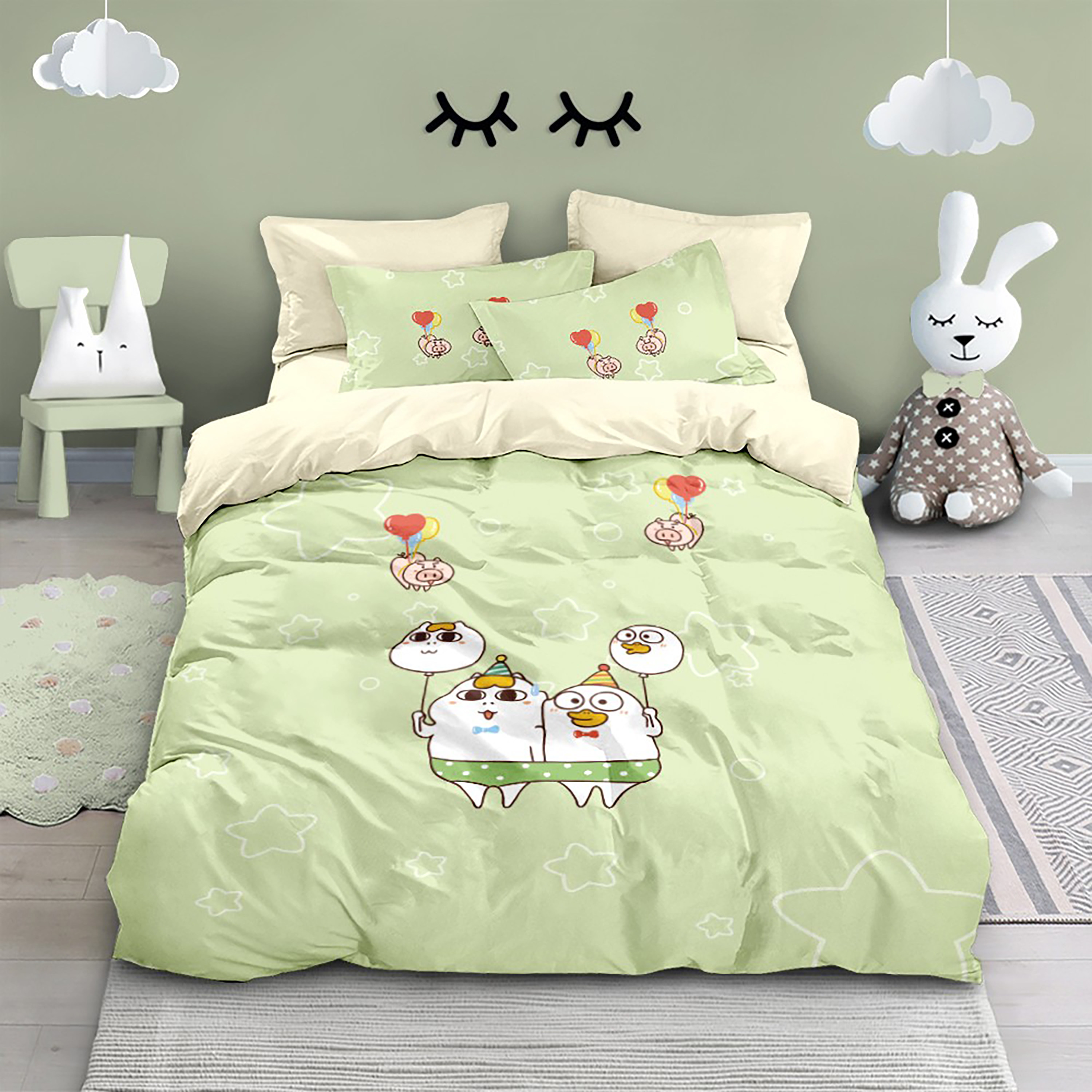 小鸭纯棉被套儿童四件套全棉床单刘床笠款学生宿舍床上用品三件套