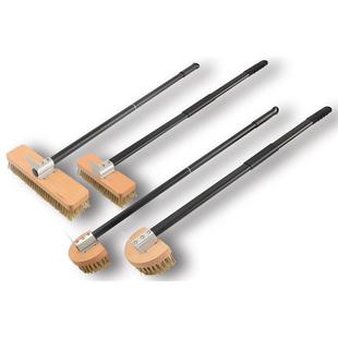 披萨炉刷铜丝刷铝合金加长手柄披萨工具木柄钢丝刷长柄披萨工具