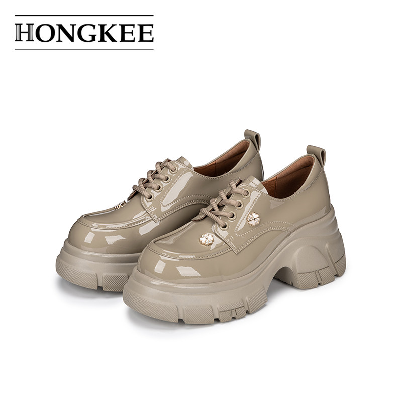 Hongkee/红科单鞋2026新款粗跟厚底系带通勤工作深口女鞋HA86M100,女鞋,深口单鞋,淘宝优惠券,粉丝福利购,淘宝优惠卷