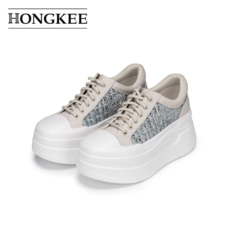 Hongkee/红科休闲鞋夏季网面厚底板鞋2026巨好看的鞋子HC56X207