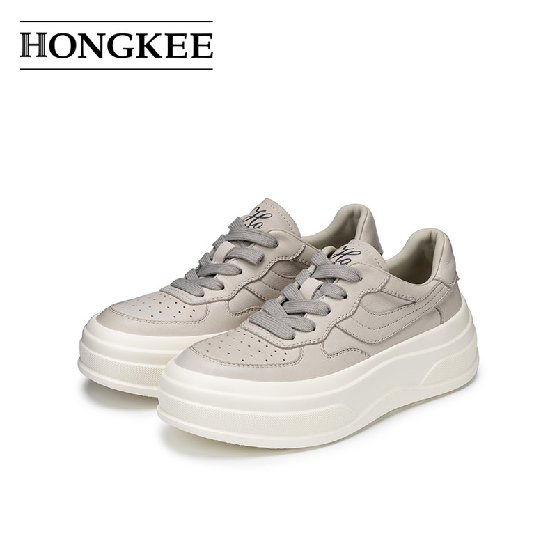 Hongkee/红科女鞋2026春季厚底简约系带板鞋舒适休闲鞋HC66D101,女鞋,时尚休闲鞋,淘宝优惠券,粉丝福利购,淘宝优惠卷
