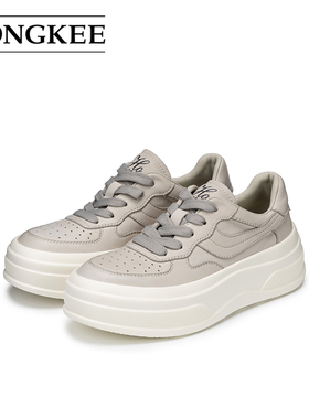 Hongkee/红科女鞋2026春季厚底简约系带板鞋舒适休闲鞋HC66D101