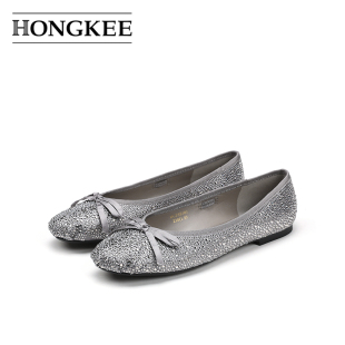 女芭蕾風水鉆淺口晚晚鞋 Hongkee 平底鞋 船鞋 紅科2025新款 HC25S101