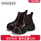 时尚 Hongkee 红科靴子女秋冬新款 圆头厚底短靴切尔西靴HD95D406