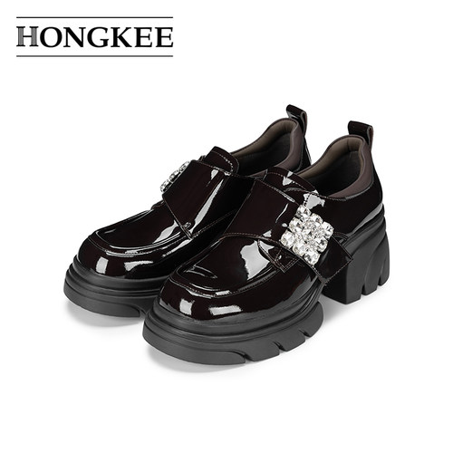 Hongkee/红科单鞋女款2026新款深口时尚日常通勤粗跟女鞋H816D313