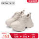 牛皮系带休闲厚底鞋 Hongkee HC55X107 2025新款 春款 红科老爹鞋 女款
