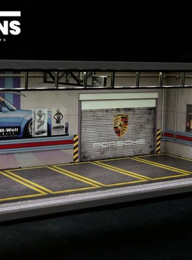 1:64 全手工停车场维修车库场景模型室内带LED灯710007